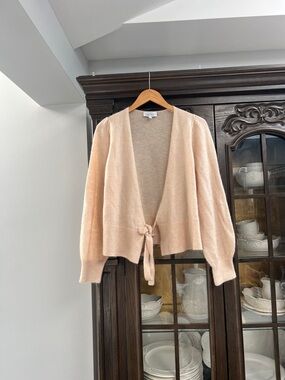 & Other Stories Pale Peach Tie-Front Cardigan Sweater